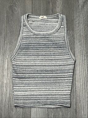 Aritzia Wilfred Free  Striped Ribbed Tank Top in Gray and White:/ Small